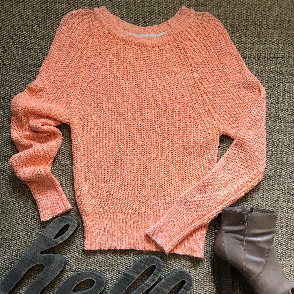Free People Electric City Tangerine Chunky Sweater